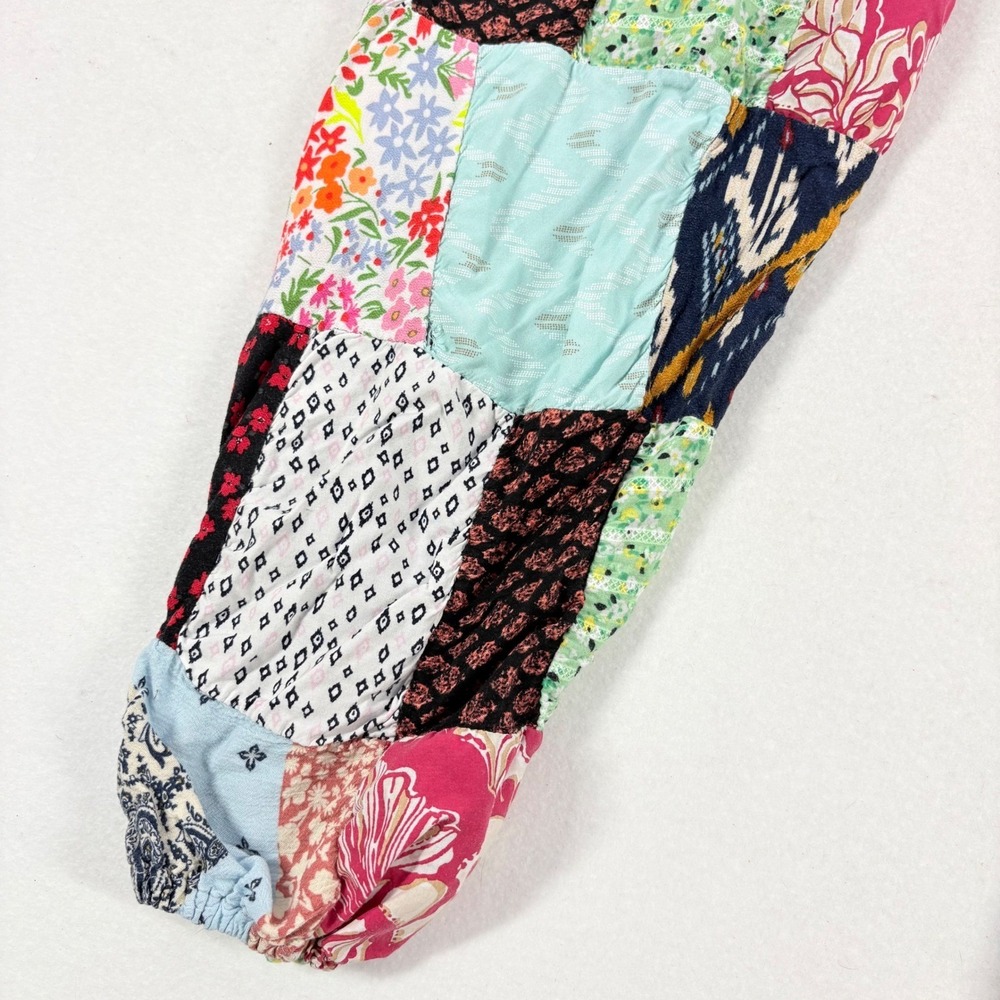 Boho Hippie Pants Womens XS/S Wide Leg Ankle Cargo Pocket Harem India Patchwork - Picture 5 of 12